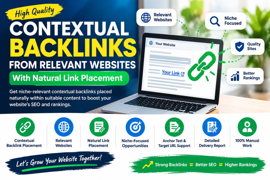I will build contextual backlinks from relevant websites and place your link naturally within suitab