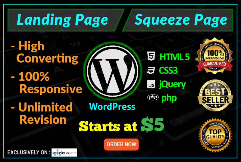 Design Responsive Wordpress Landing Page Or Squeeze Page
