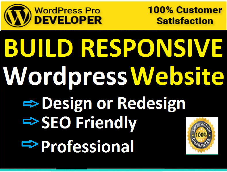 design or redesign responsive WordPress website, develop WordPress site