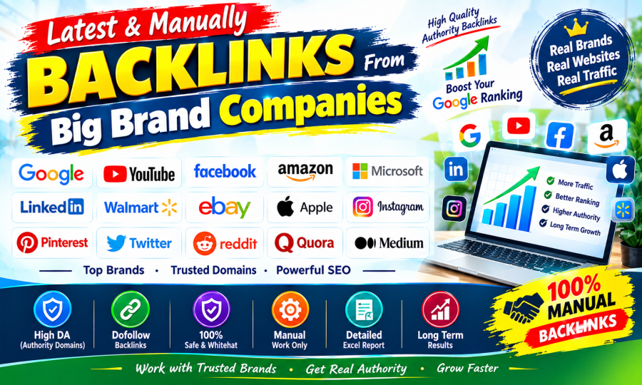 Latest & Manually Backlinks From Big Brand Companies