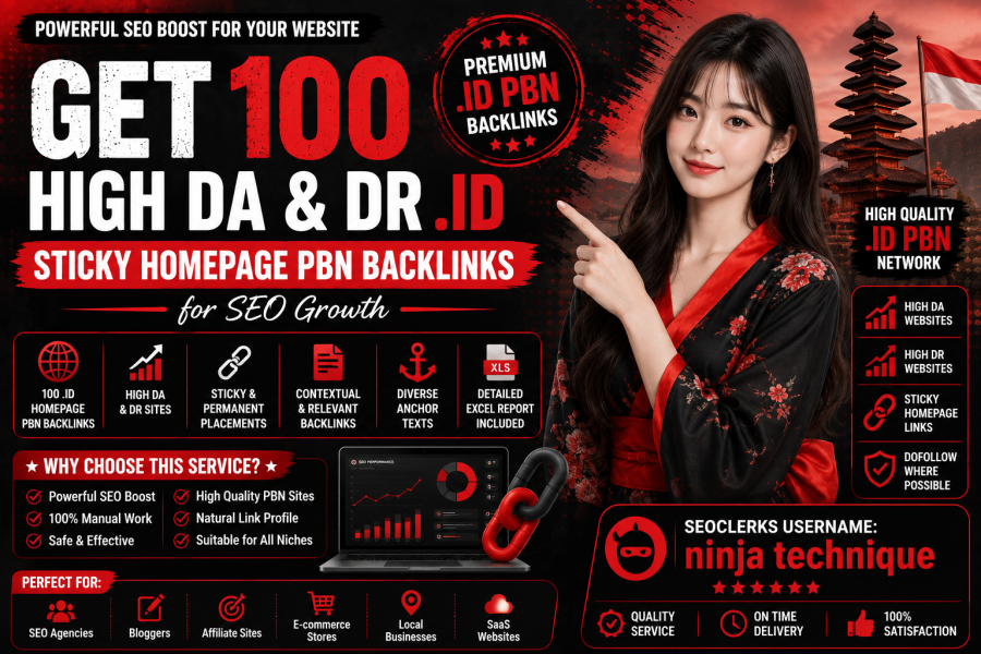 Get 100 High DA & DR .ID Sticky Homepage PBN Backlinks for SEO Growth
