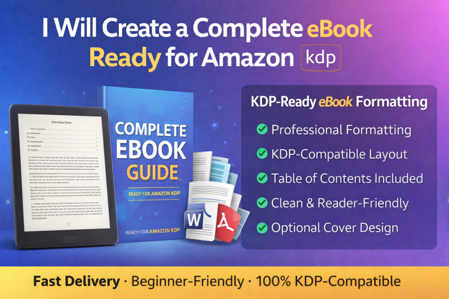 I will create a complete ebook ready for KDP business