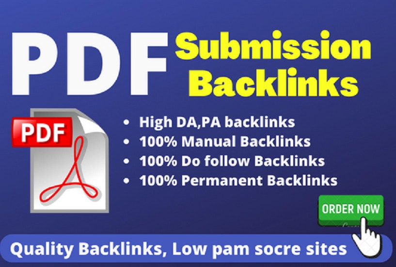 Create 40 PDF submission/share on top high DA, PA, site Low spam score perfect SEO link
