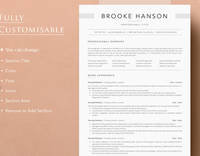 Professionally Design your ATS CV/Resume for Microsoft word in 24 hours