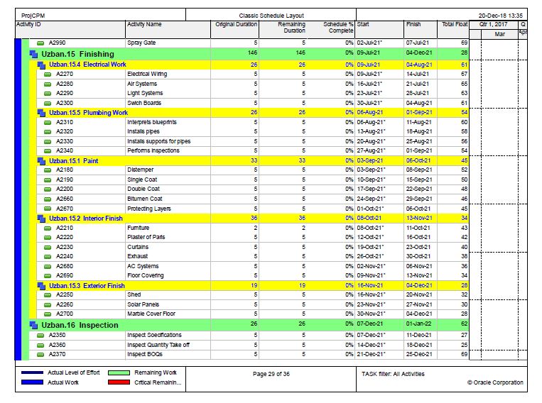 I make gantt charts on Primavera p6