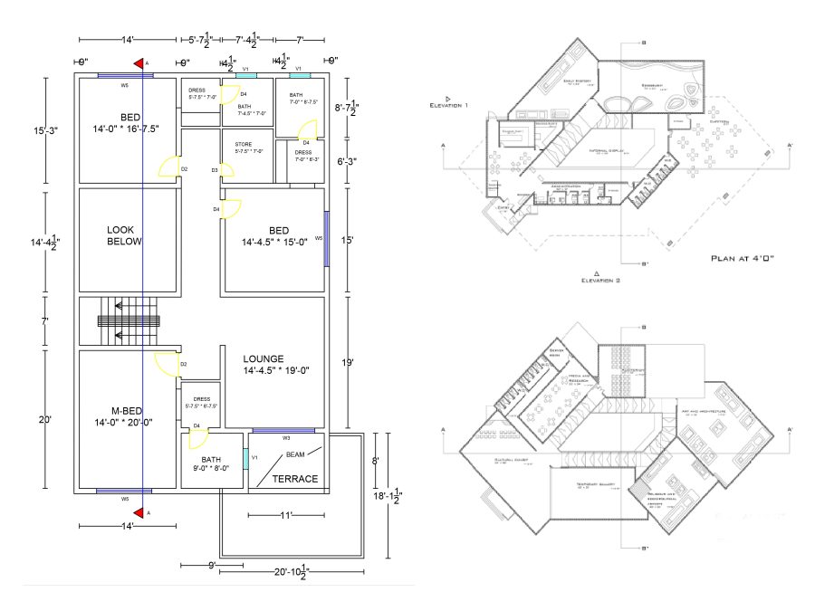 Architecture Plans,Sections,Blueprints 2D,3D by AutoCAD and Sketchup