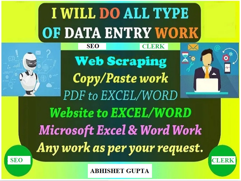 Data Entry for 6 hours in Word or Excel with 100% Quality