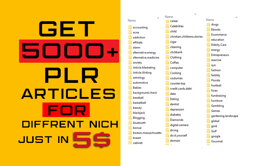 Get 5000+ Articles For Different Nich 