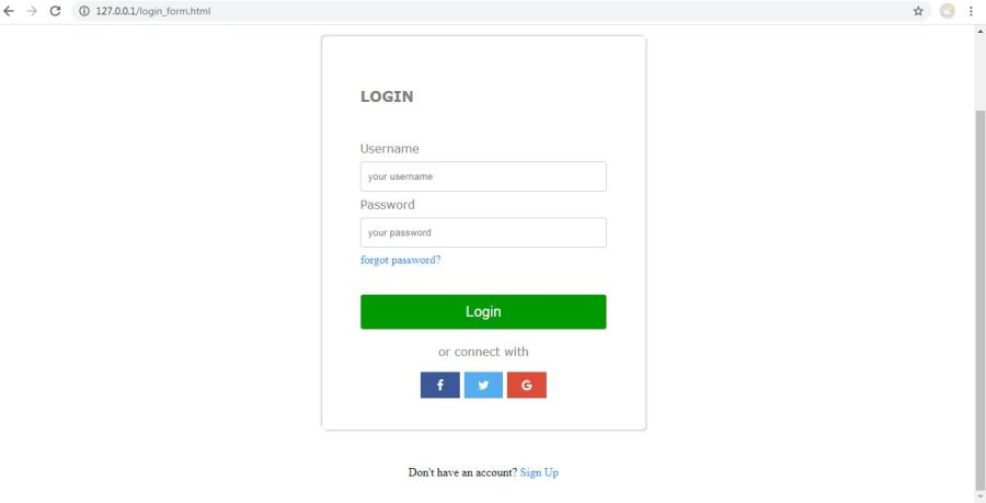 Mobile friendly login form with social buttons 