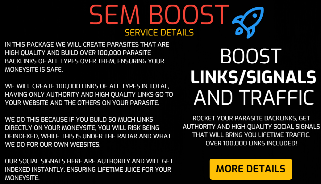 SEM Boost - Rocket Your Tier 2 Backlinks, Get Social Signals & Video Creation that generates TRAFFIC