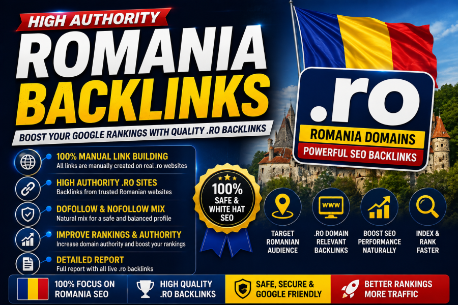 I will do 9 Romania Backlinks .ro seo off page linkbuilding