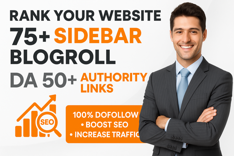 Skyrocket Your SEO with 80 High-Authority Sidebar Blogroll DA50+ Backlinks Do-follow Permeant 