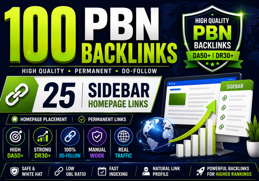 Powerful 100 PBN Backlinks Plus 25 Sidebar Homepage Links High DA50/DR30+ Permanent Do-Follow