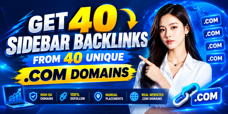 Get 40 Sidebar Backlinks from 40 Unique .COM Domains