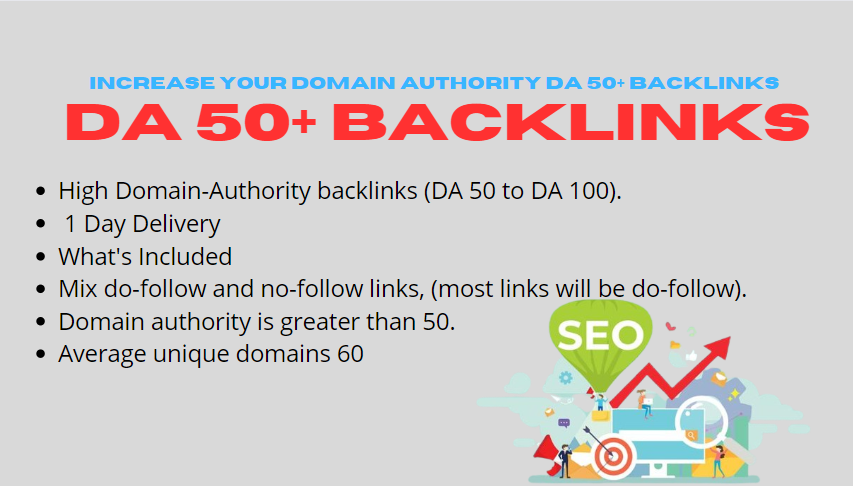  Domain Authority 50+ sites DA 50 to DA 100