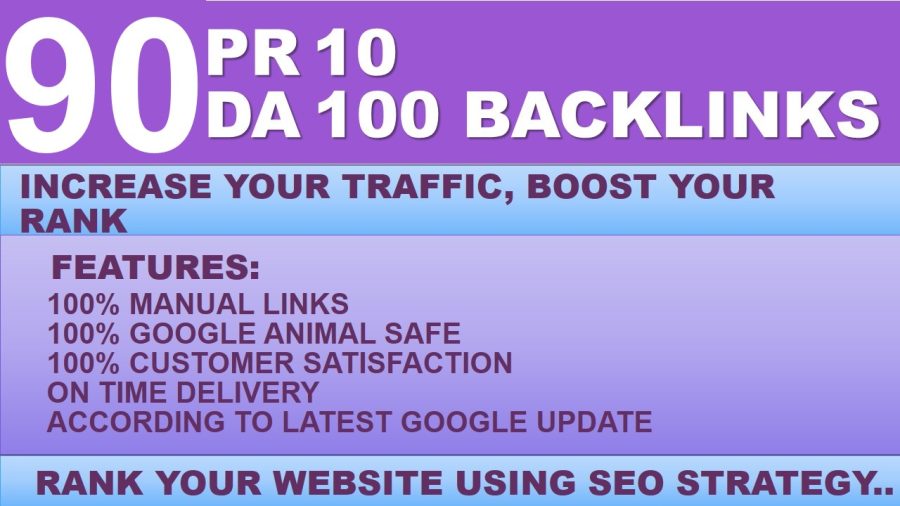 90 High Authority Backlinks upto DA 95 