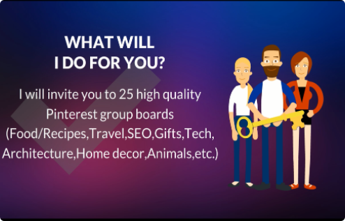 I will invite you to 25 high quality Pinterest group boards