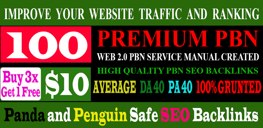 Build 100+parmanent PBN with High DA PA and 100% Dofollow with 100 unique website