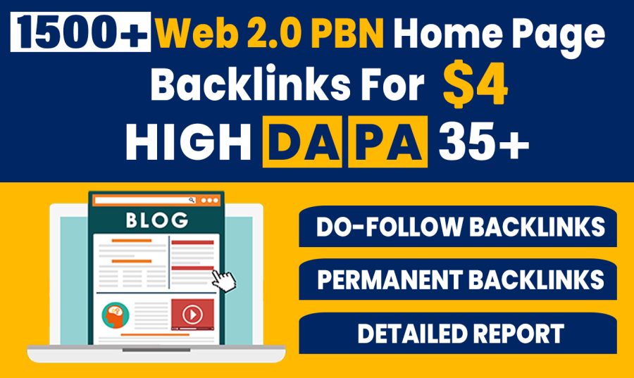 1500+ High DA PA Permanent Web 2.0 PBN Home Page Back-links