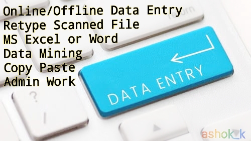 I will do Data entry, Copy Paste and Typing.