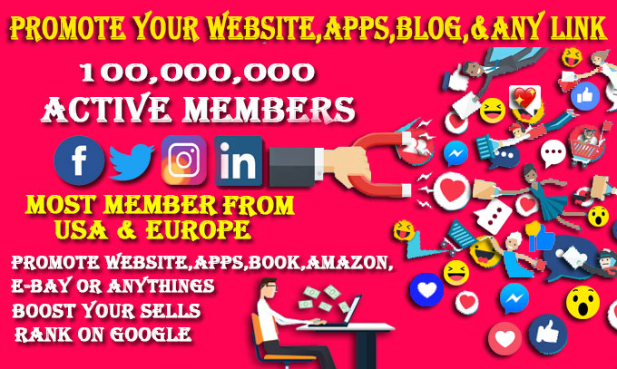 I will promote and market your website, business, app or any link on social media