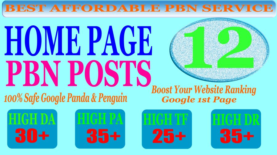 12 Homepage PBN Post with High DA PA CF TF (25+) Moz Authority Expired domain Backlinks