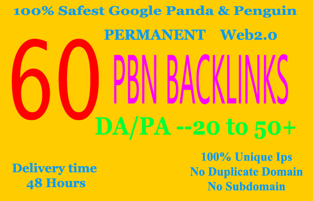 Build 60+ Backlink,web 2.0 and Dofollow with high DA/PA in your webpage with unique website