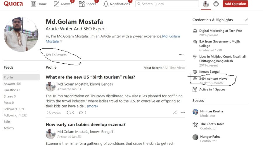 Posting high quality 5 Quora Answers including your keywords and URL