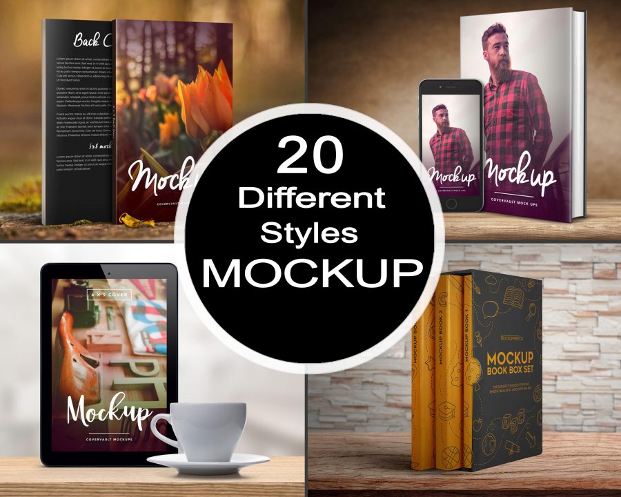 Amazing 3d book cover mockup in 20 different styles