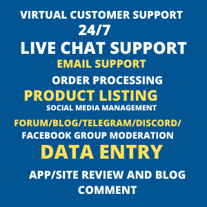 Customer, Admin support, data entry, social media management, research
