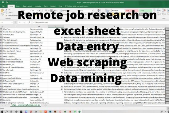 remote job search and data scrape