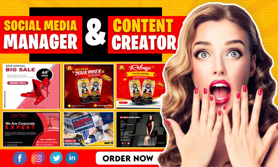 I will be your social media managers and content creator