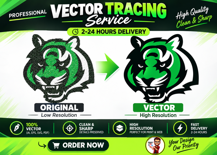 convert logo to high quality vector tracing 20 hours