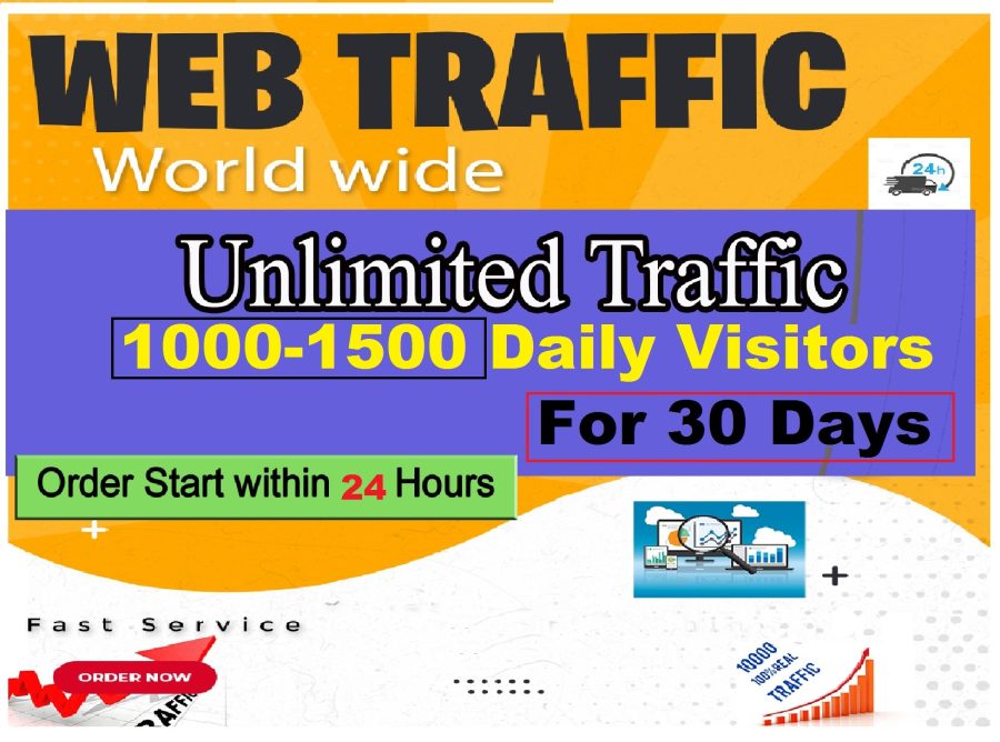 Daily 1000 real traffic Worldwide for ONE MONTH Genuine 