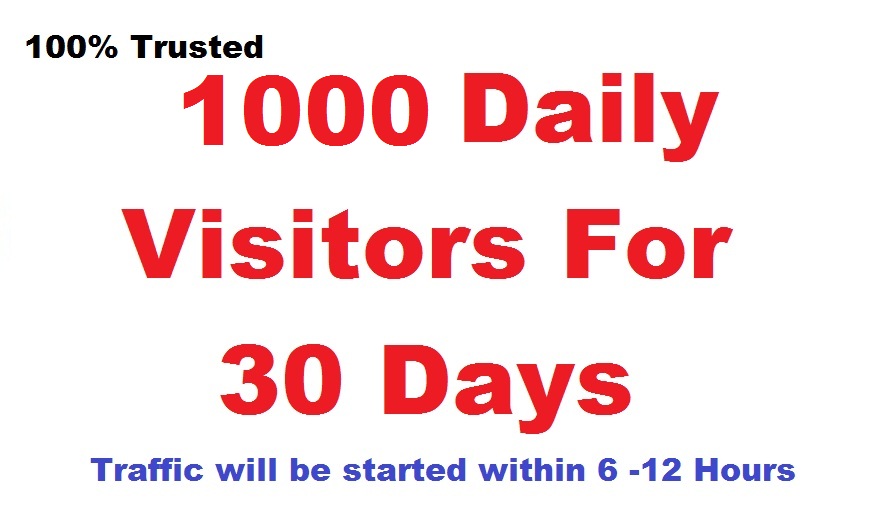 Daily 1000 real traffic Worldwide for ONE MONTH Genuine 