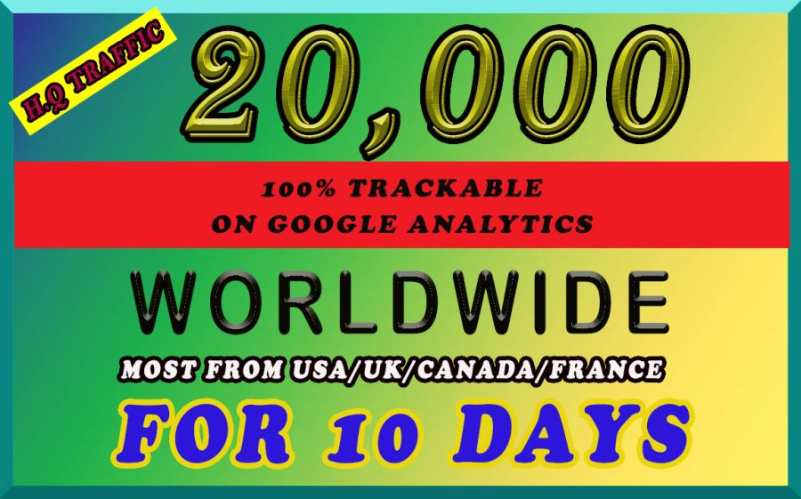 I will send organic 20k traffic from worldwide from google, yahoo etc