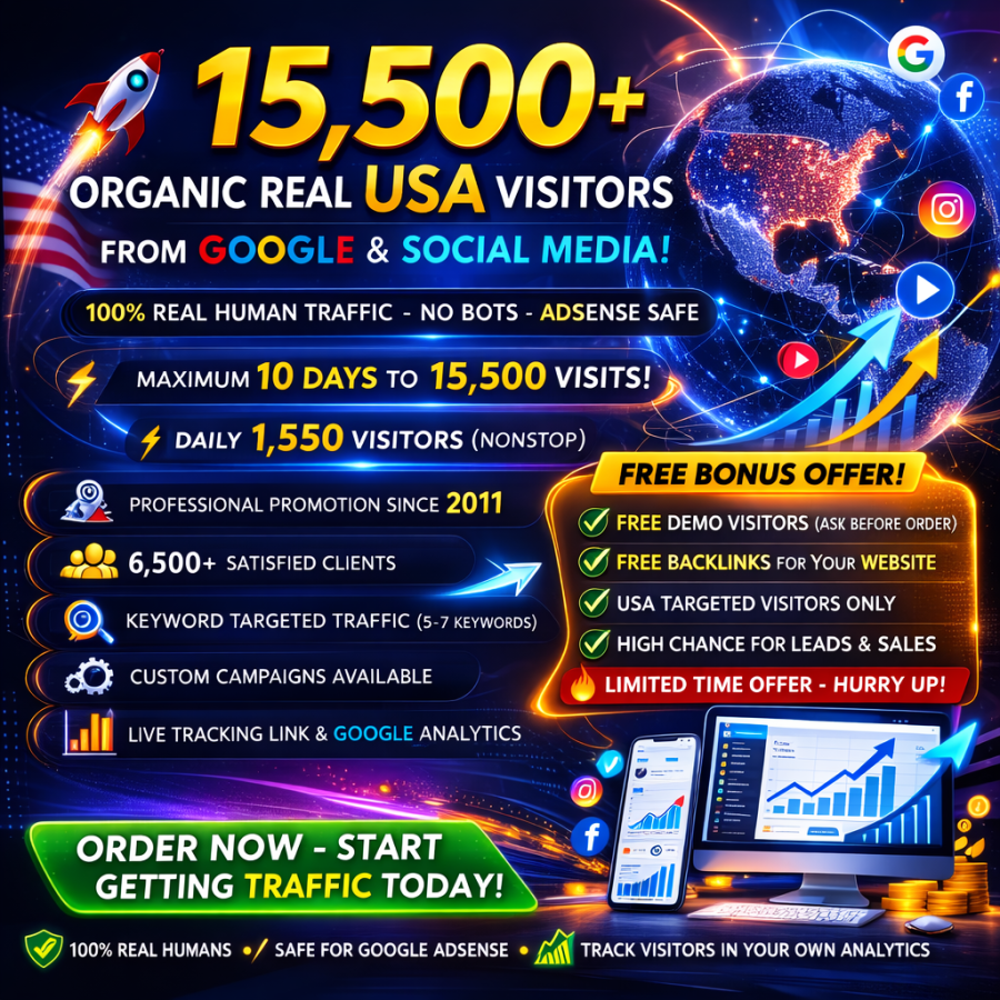 Boost Sales Overnight! 15,500+ Natural USA Visitors + FREE Backlinks (Limited Offer!