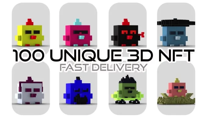 I will create 100 unique 3d voxel nft collection