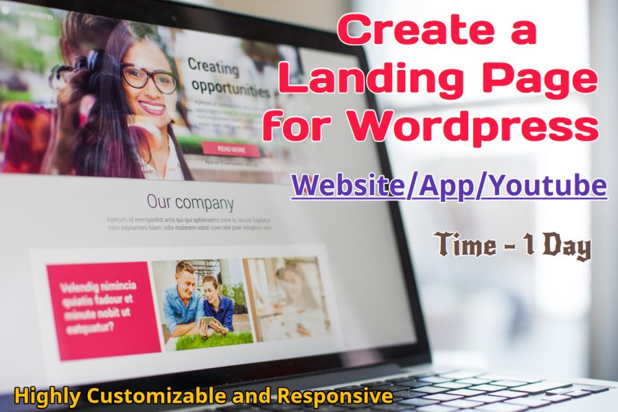 Create Custom Landing Page for Wordpress [Website/App/Youtube]