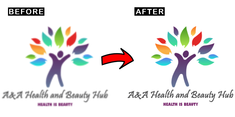 Convert blurred, low quality and pixelated Logo into HIGH QUALITY