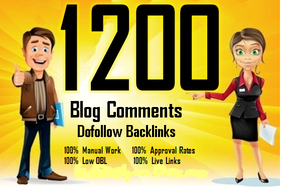  I will provide Manually dofollow 1200 Blog comments 