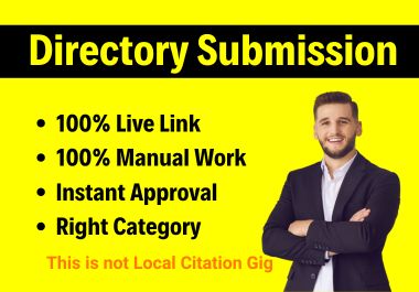50 Directory Submission backlinks with approval for website ranking