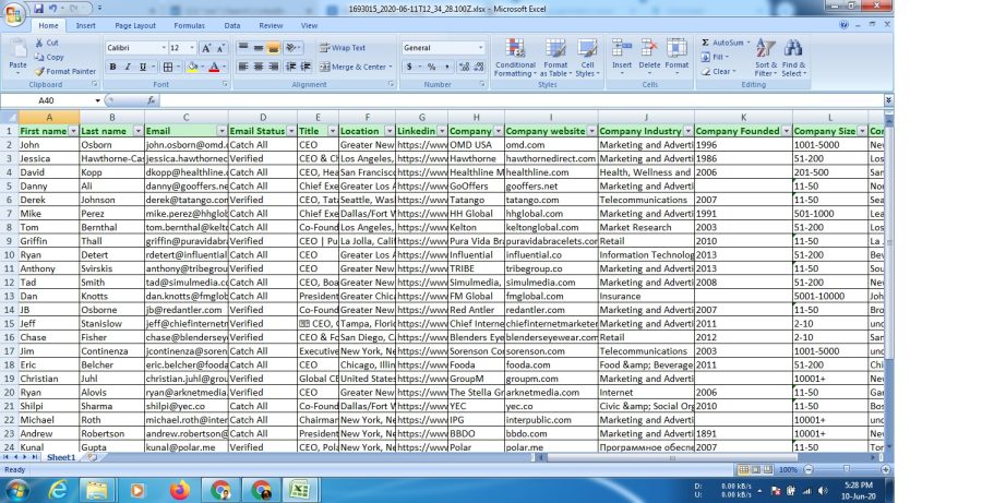 I will collect target based business email, bulk email or B2B leads