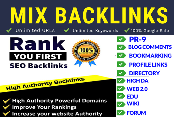 I will build google safe mix SEO backlinks for your website