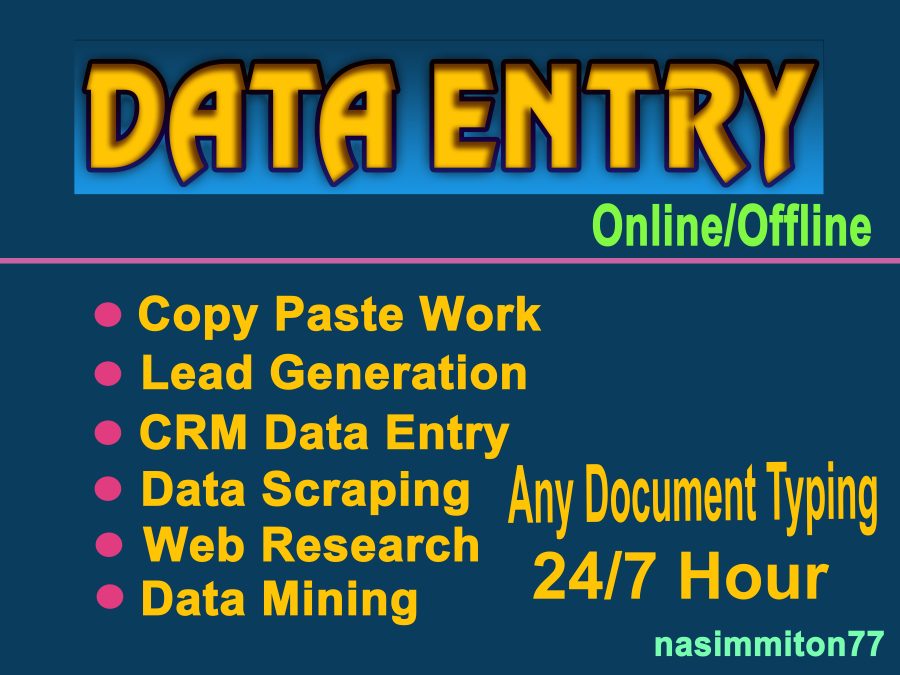 I Will Do Perfect Data Entry, Web Research, Word Excel, And Copy Paste