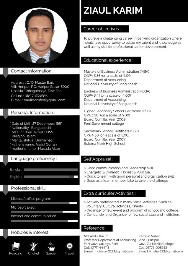I will design professional resume and bio data with your budget
