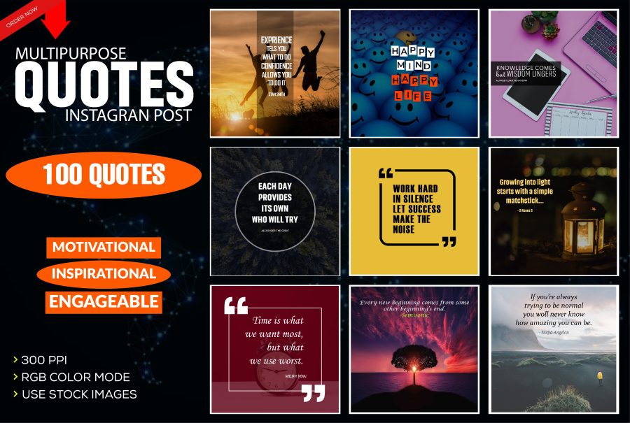 I will design 100 motivational quotes, inspirational quotes image, Instagram quote image