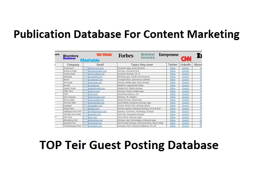 I will provide publication and top tier guest post database