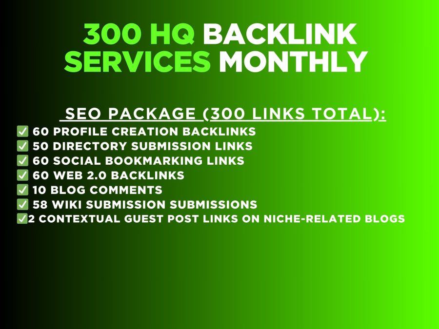Monthly 300 Premium Off Page SEO Backlink Services for 1st Page Google Rankings