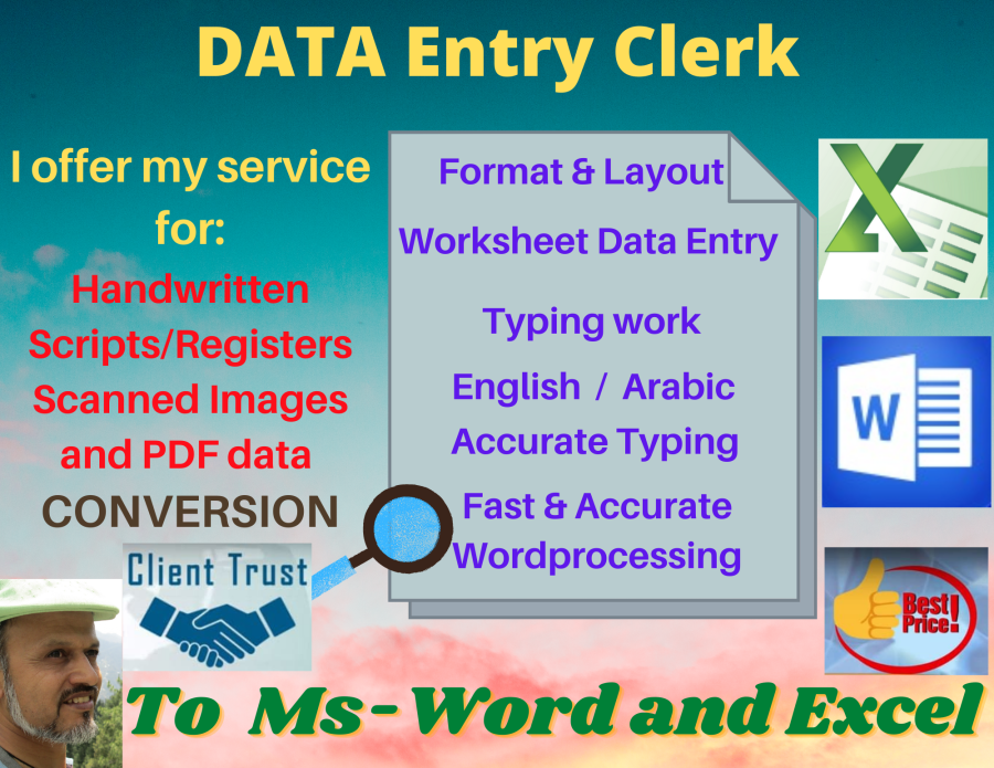 Convert your voice, handwritten and scanned data to MS-Word or MS-Excel